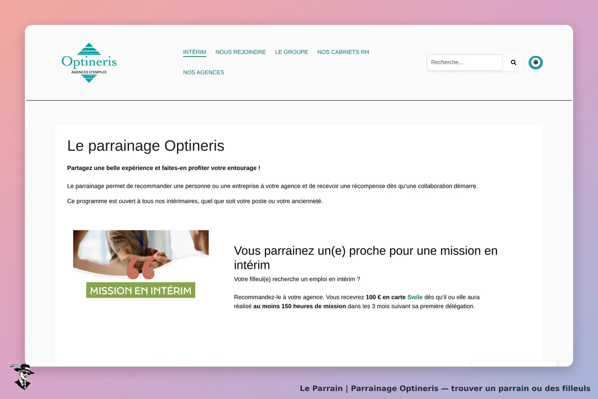 Page parrainage de Optineris