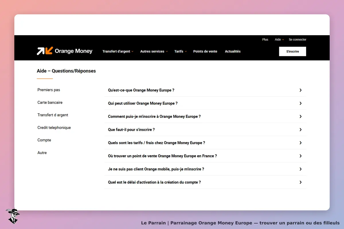 Orange Money : section d'aide avec questions/réponses sur les services d'Orange Money Europe