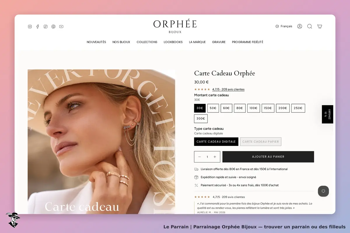 Page produit de Orphée Bijoux