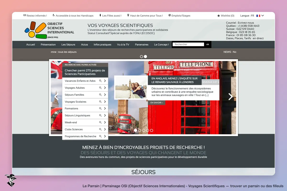 Page d'accueil de OSI (Objectif Sciences Internationales) - Voyages Scientifiques