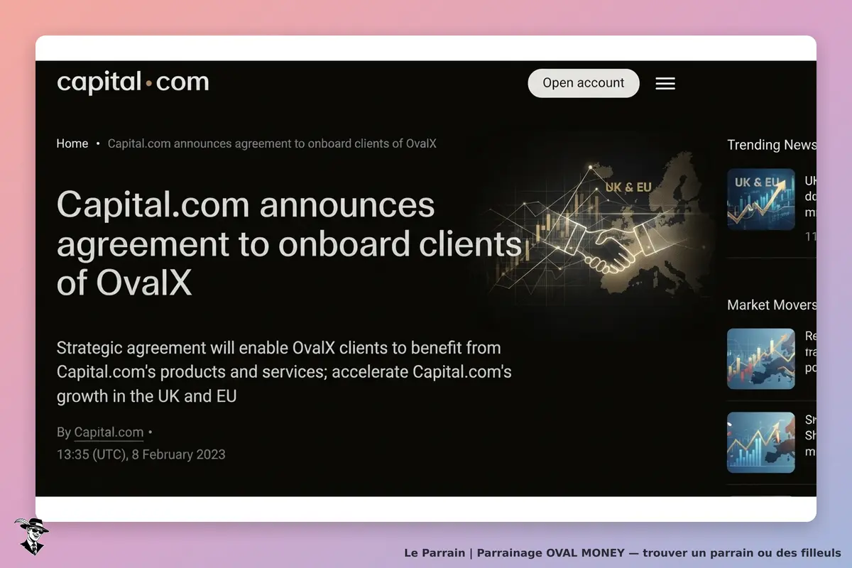 OVAL MONEY : capital.com : annonce d'un accord pour intégrer les clients d'OvalX. Graphiques et