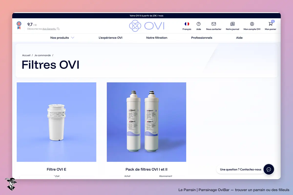 Page catégorie de OviBar