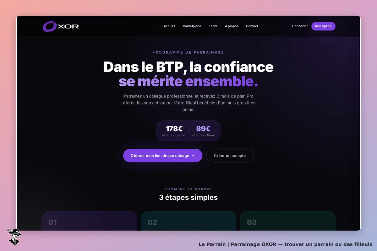 Page parrainage de OXOR