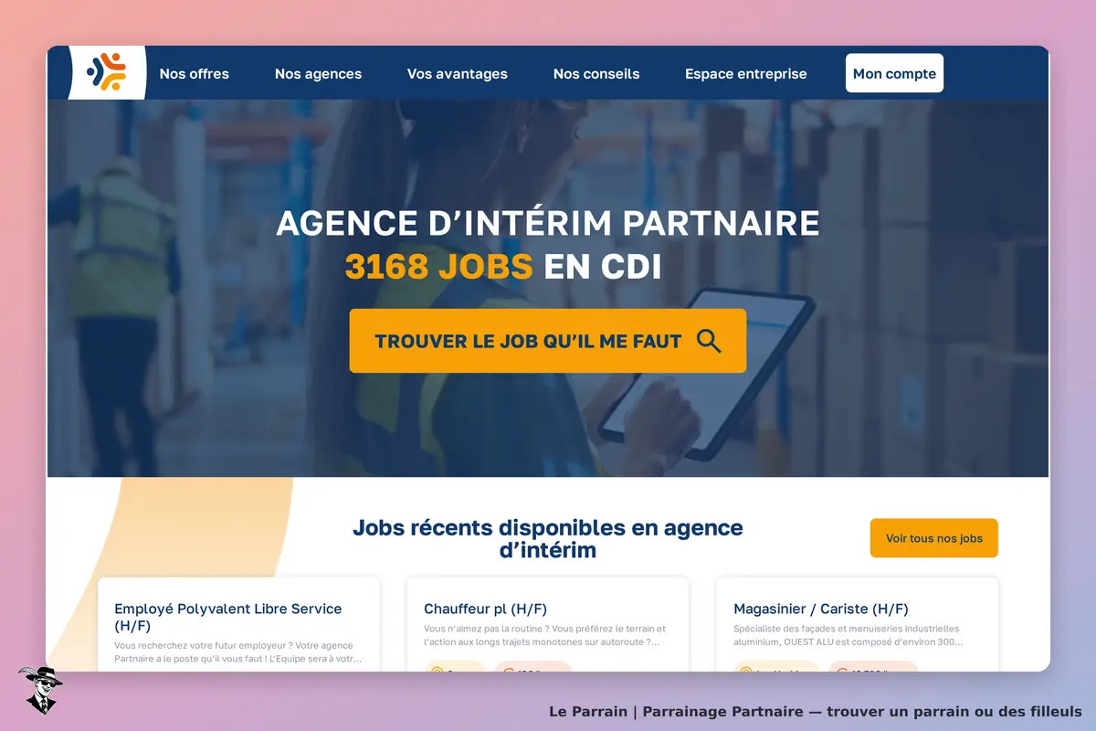 Page d'accueil de Partnaire