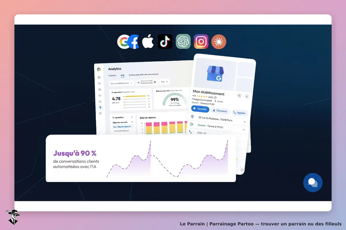 Partoo : tableau de bord avec statistiques et informations sur un établissement local