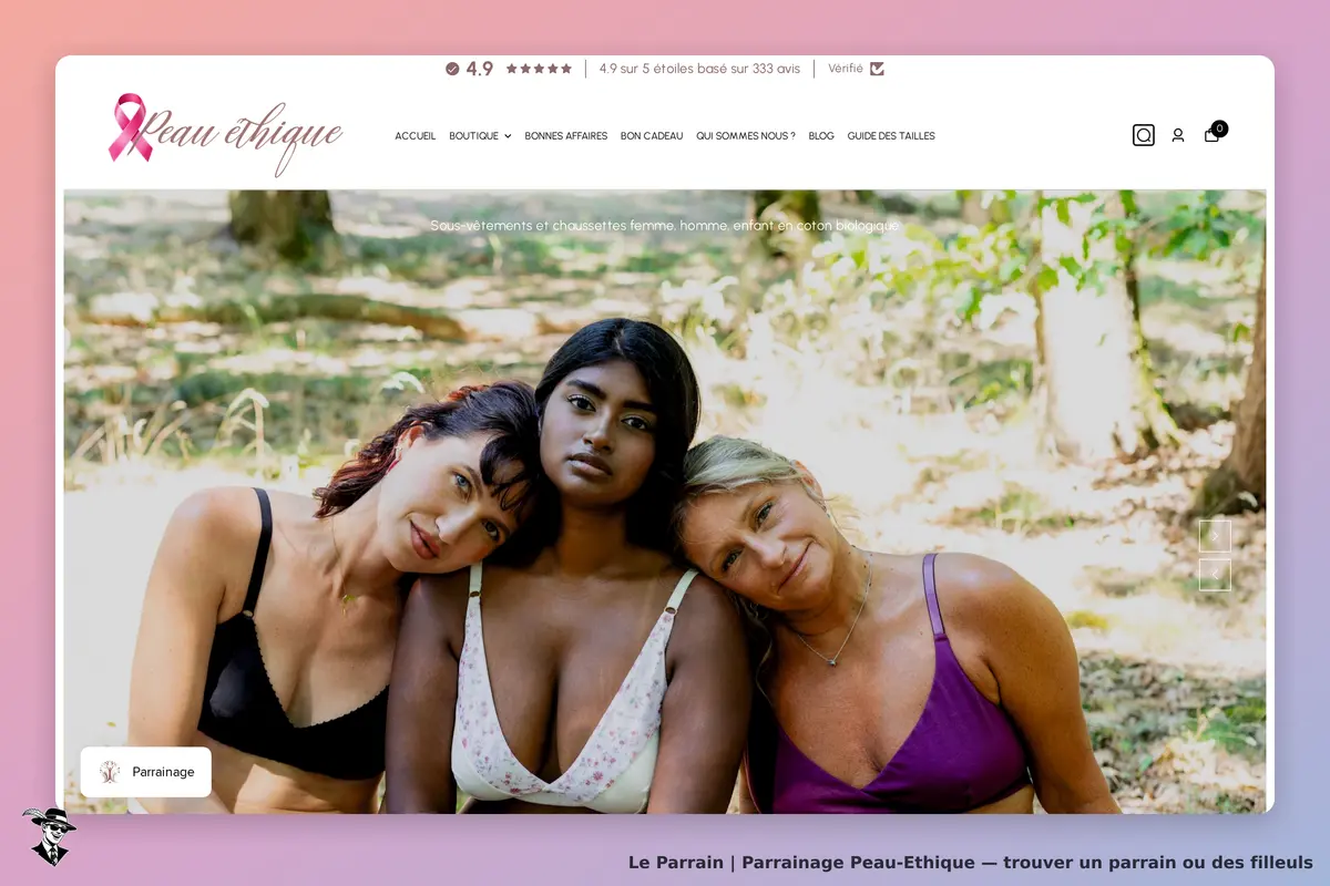 Peau-Ethique : trois femmes posent ensemble en sous-vêtements dans un cadre naturel