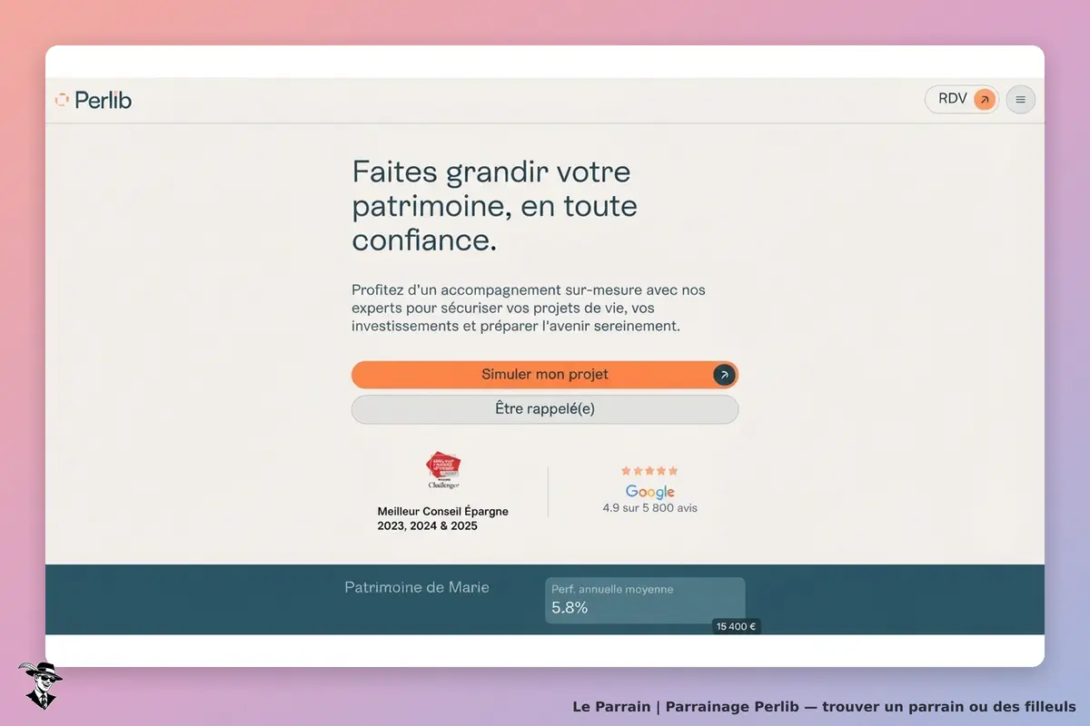 Perlib : page d'accueil avec un formulaire pour simuler un projet et des avis clients