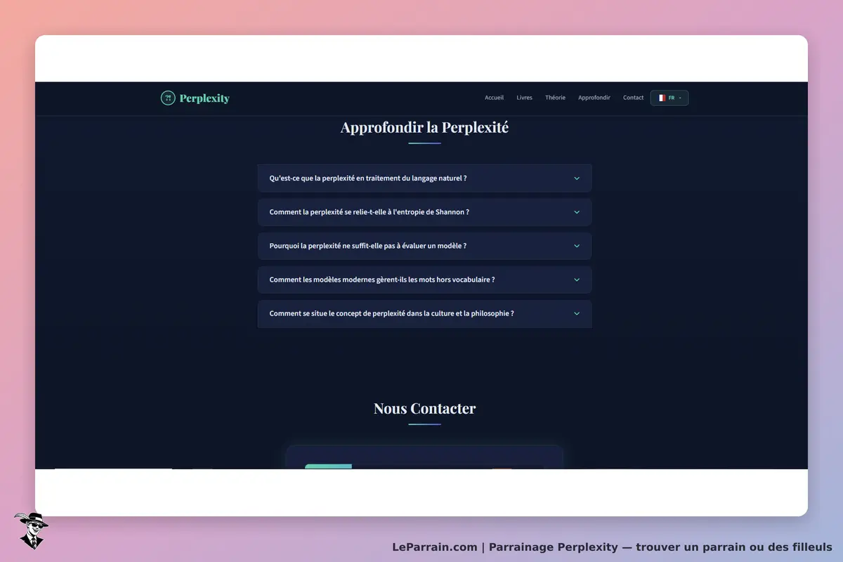 Perplexity : section d'approfondissement avec des questions sur la perplexité en langage naturel