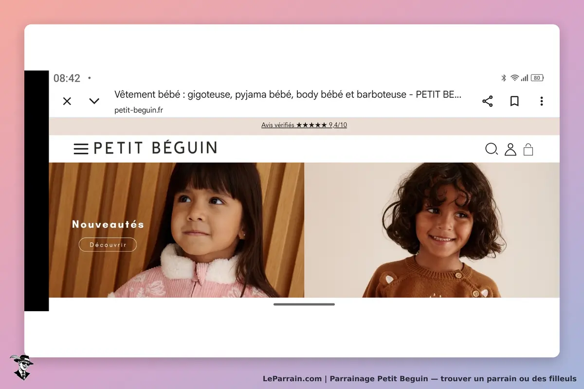 Petit Beguin : petit Béguin : deux enfants souriants portant des vêtements d'hiver sur la page
