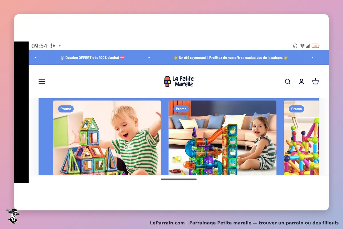 Petite marelle : enfants jouant avec des blocs colorés sur la page d'accueil du site