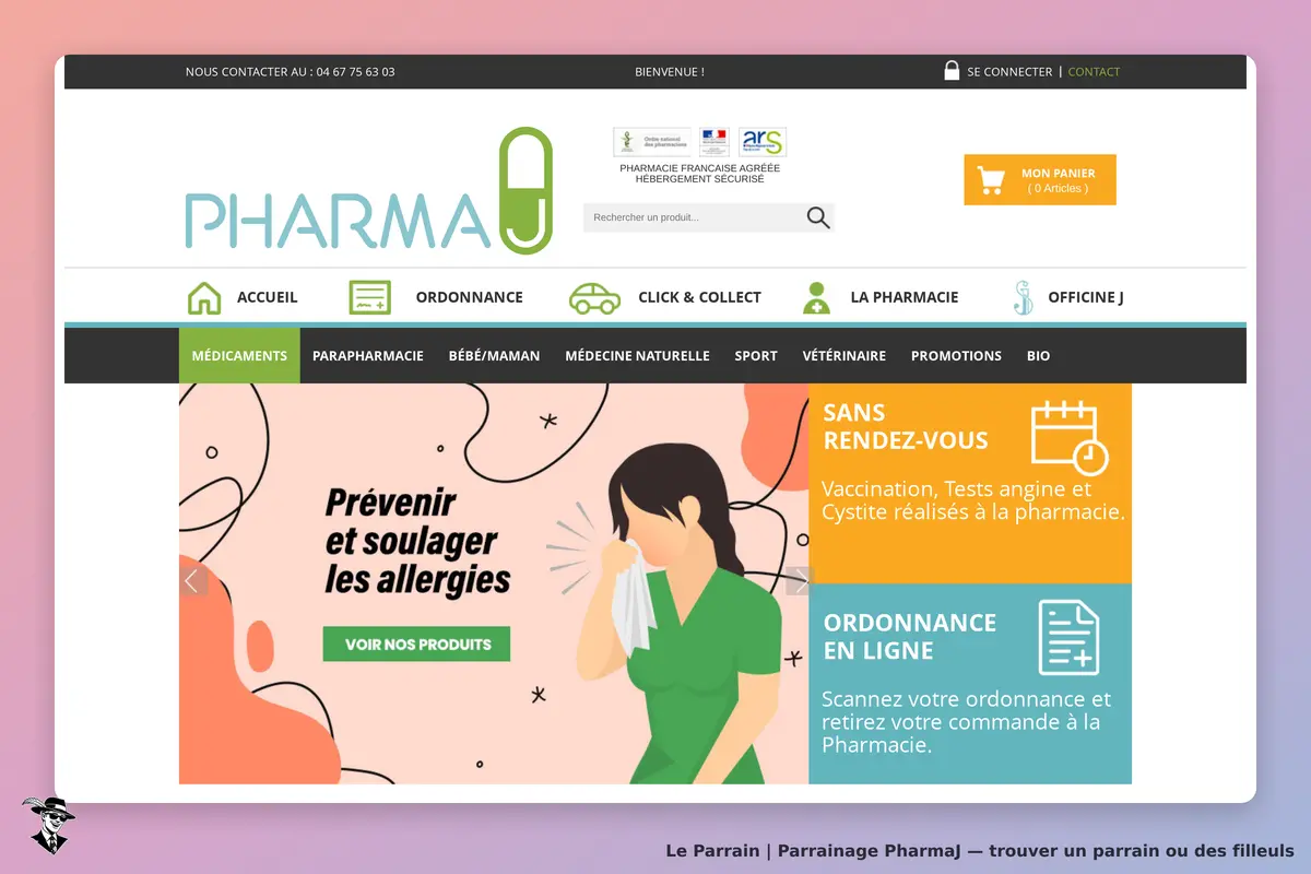 Page d'accueil de PharmaJ