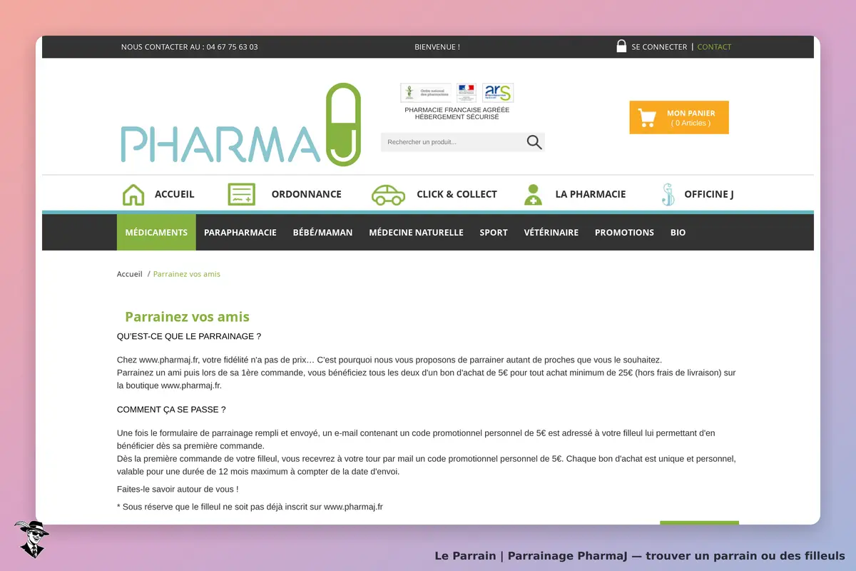 Page parrainage de PharmaJ