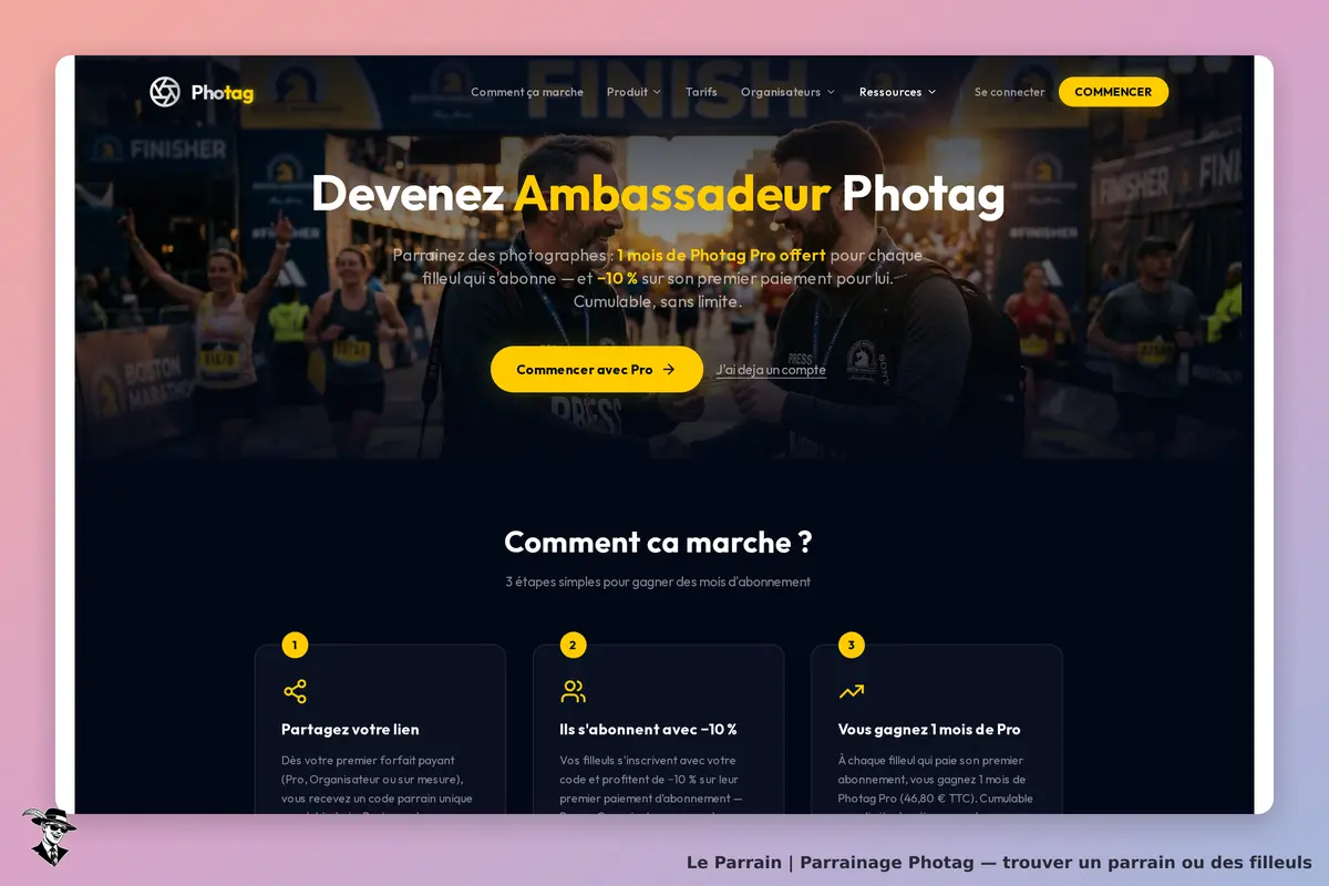 Page parrainage de Photag
