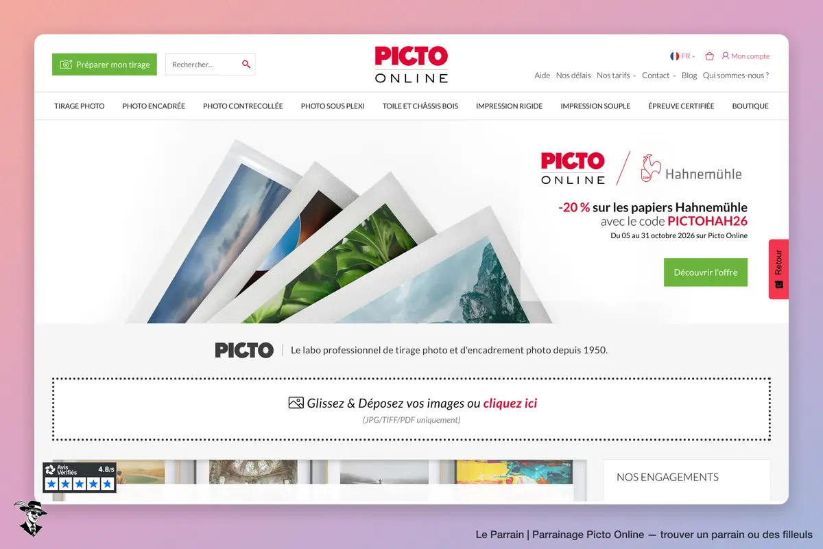 Page d'accueil de Picto Online