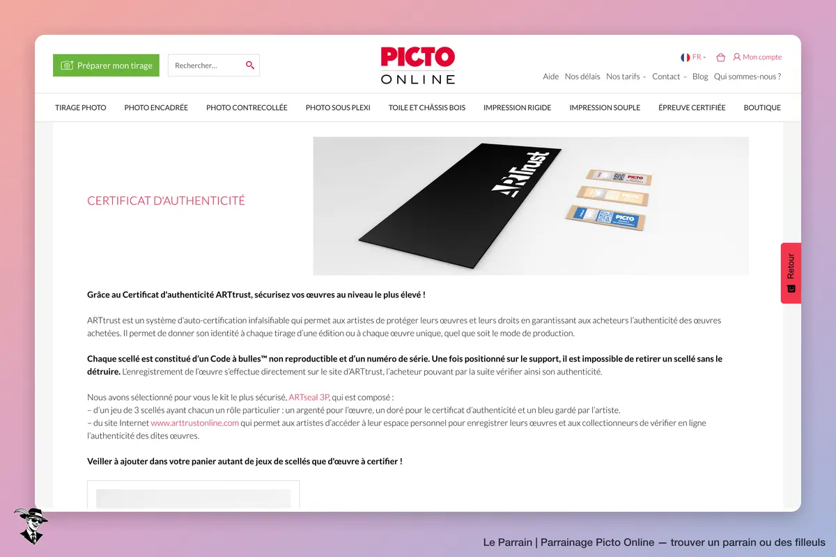Page catégorie de Picto Online