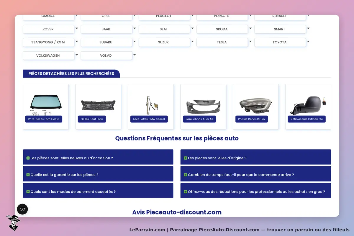PieceAuto-Discount.com : pieceAuto-Discount : page d'accueil avec pièces auto et questions