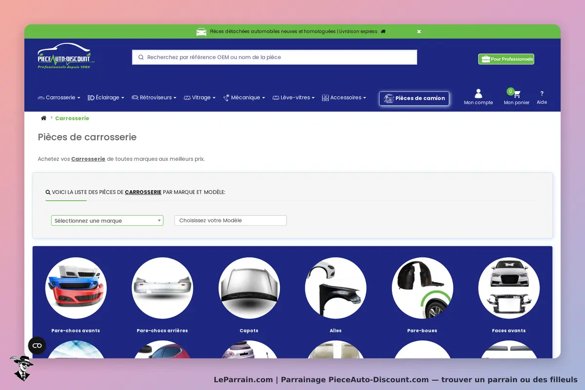 PieceAuto-Discount.com : pieceAuto-Discount : vue de la catégorie "Pièces de carrosserie" avec