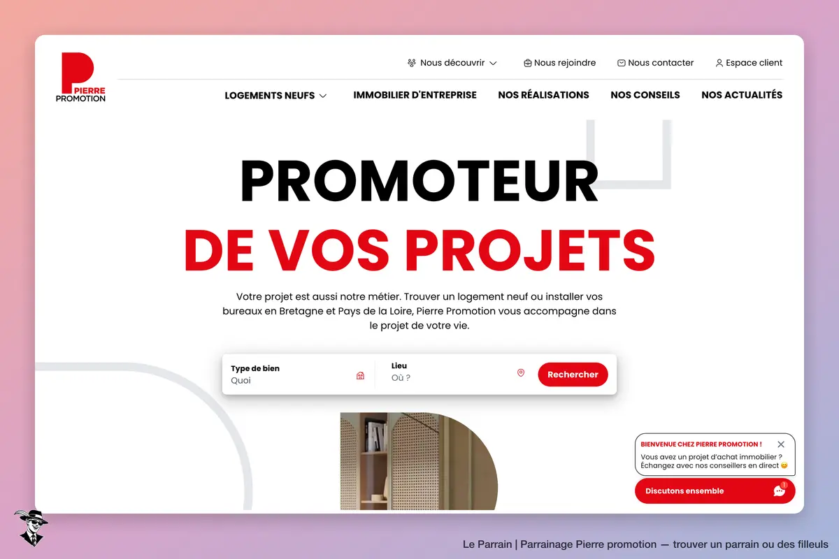 Page d'accueil de Pierre promotion