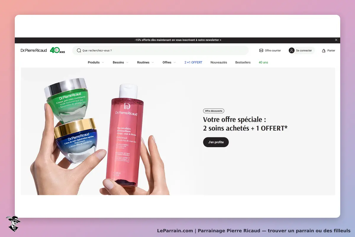 Dr. Pierre Ricaud : trois produits de soin pour la peau présentés sur un fond blanc