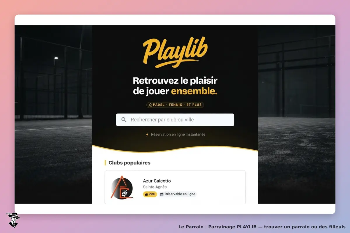 PLAYLIB : page d'accueil avec recherche de clubs, clubs populaires affichés en bas