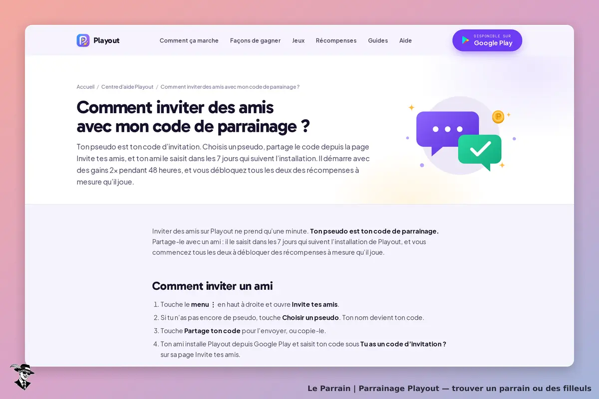 Page parrainage de Playout