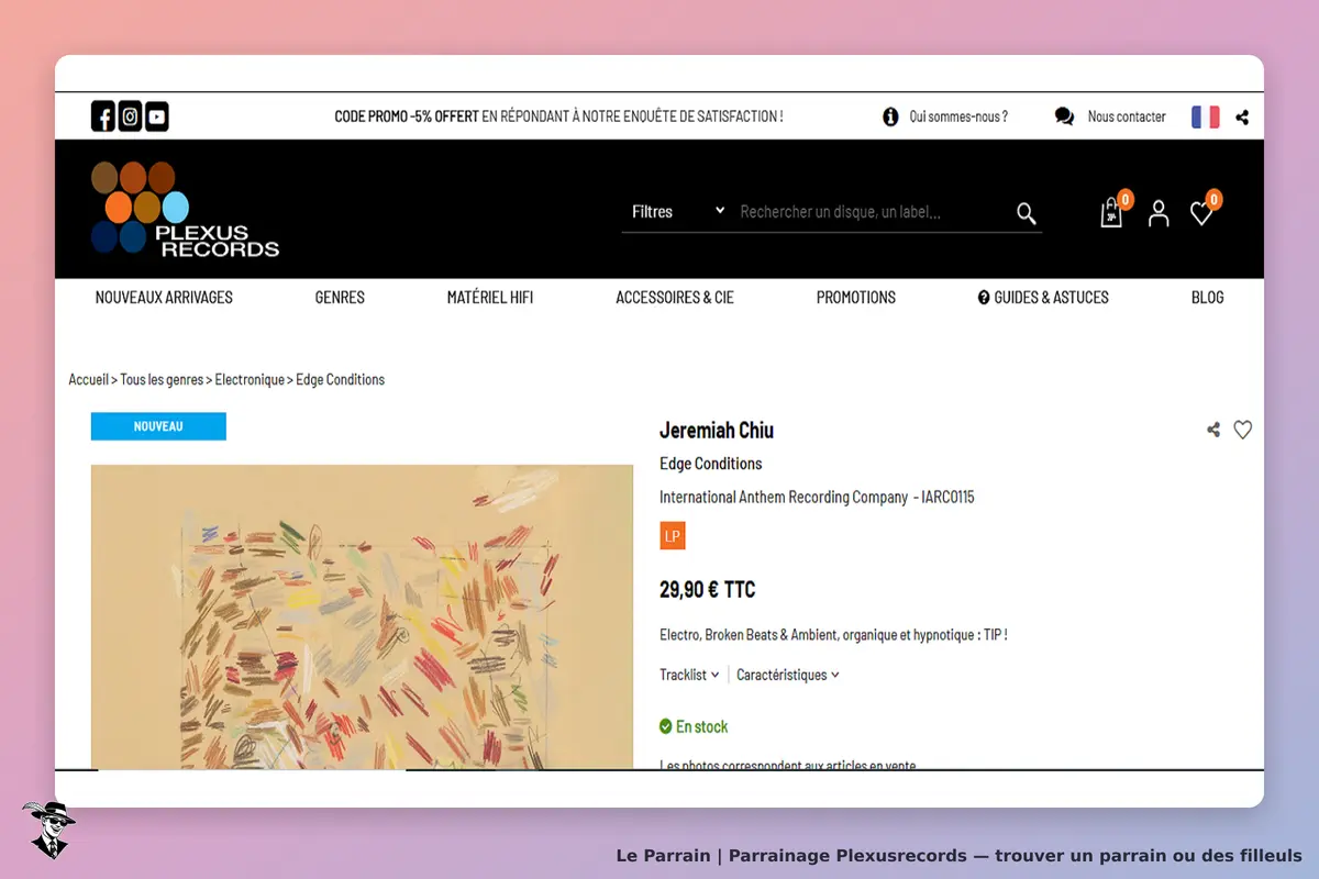 Plexusrecords : plexus Records : page produit affichant l'album "Edge Conditions" de Jeremiah Chiu