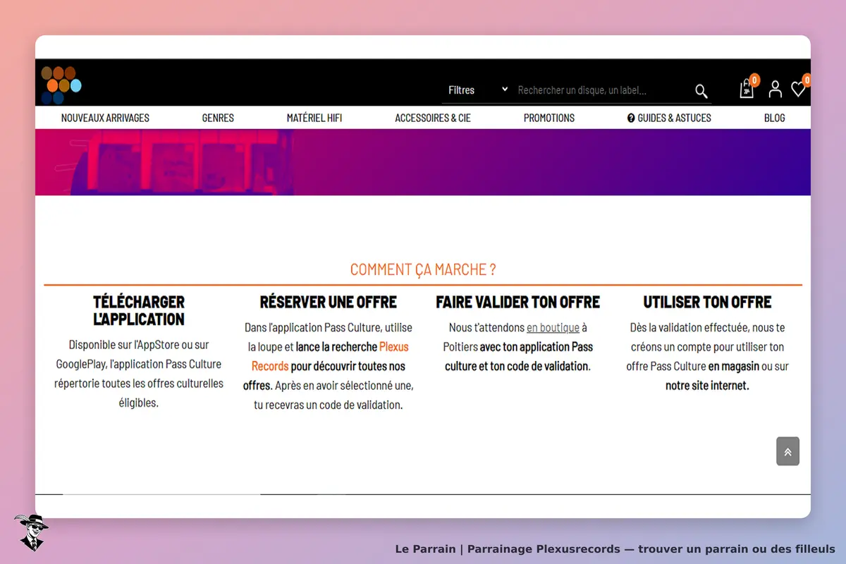 Plexusrecords : section d'aide sur l'utilisation de l'application Pass Culture