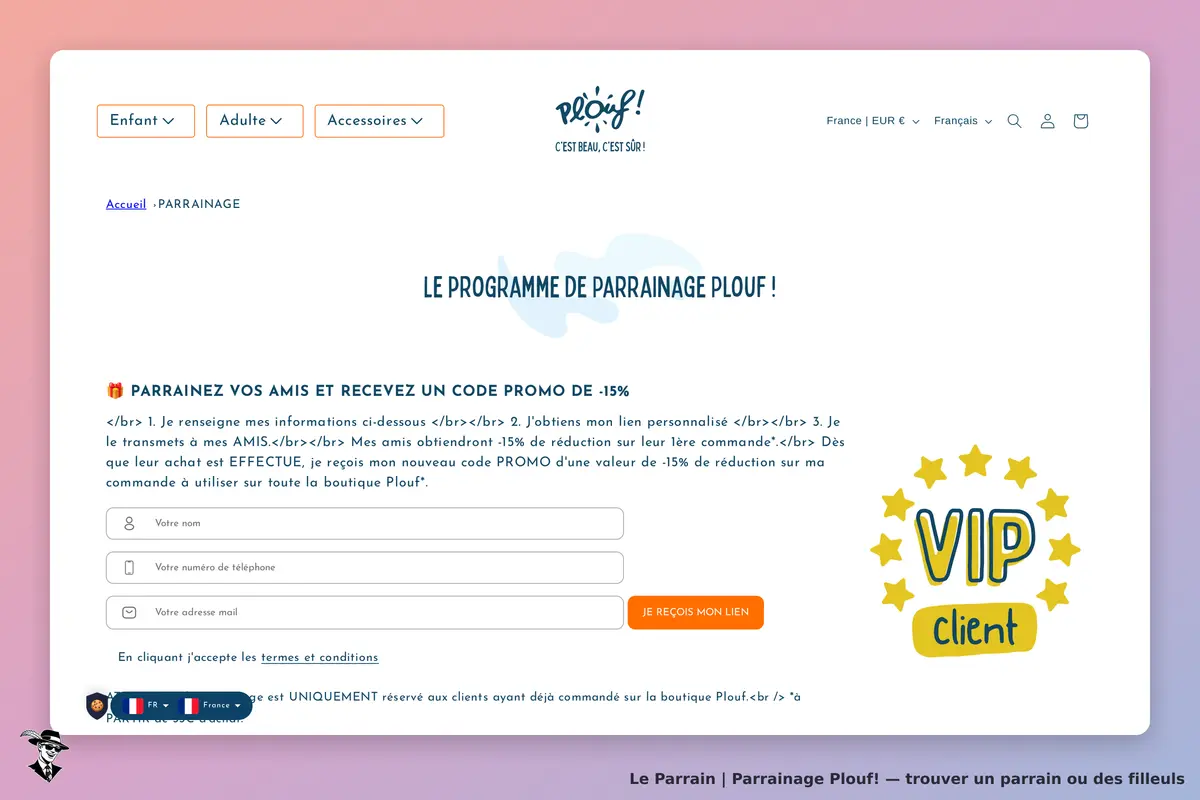 Page parrainage de Plouf!
