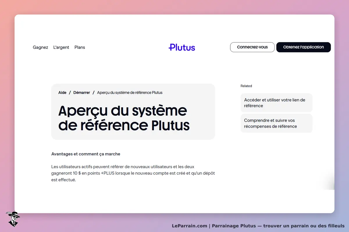 Plutus : aperçu du système de référence avec des options d'aide et des liens connexes