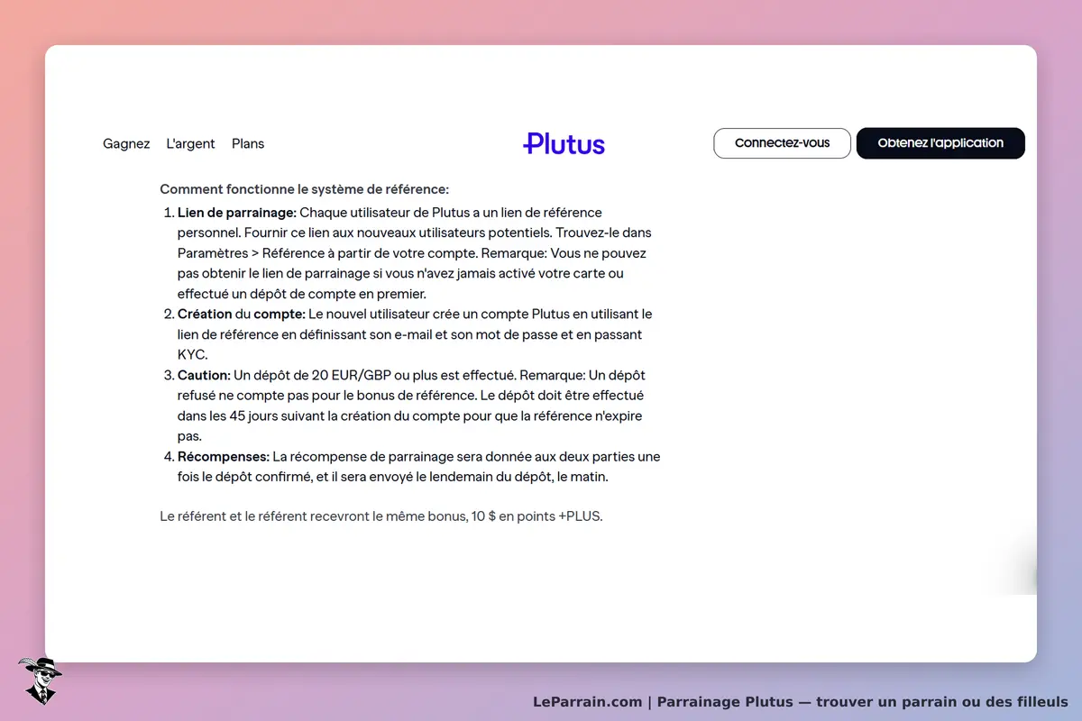 Plutus : explication du système de parrainage avec étapes et précautions à suivre