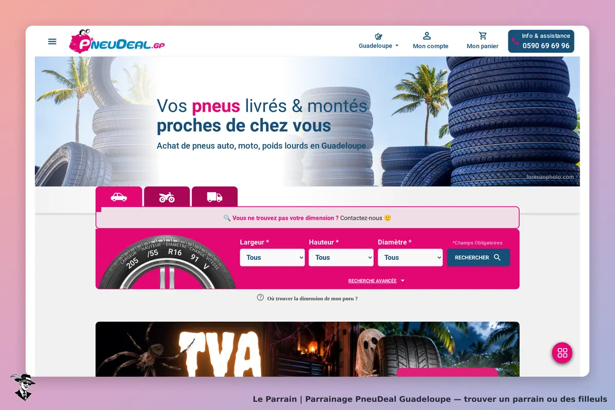 Page d'accueil de PneuDeal Guadeloupe