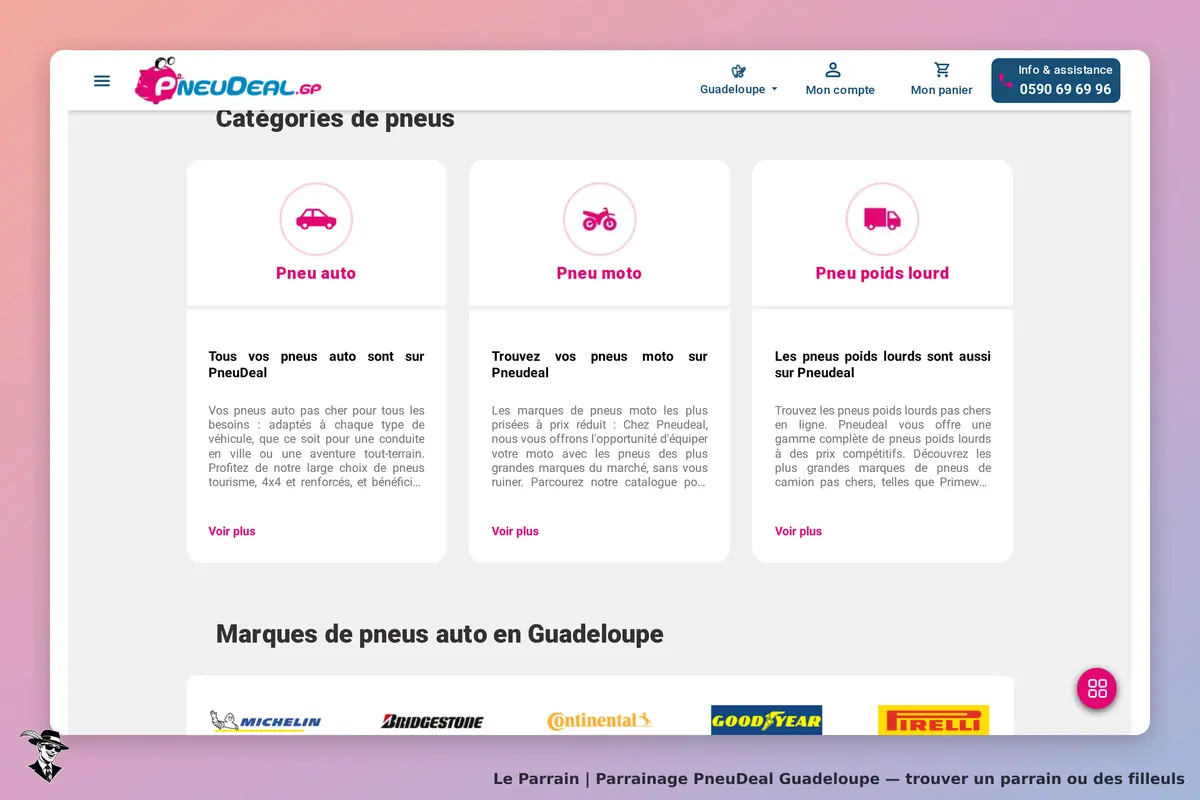 Capture d'écran de PneuDeal Guadeloupe