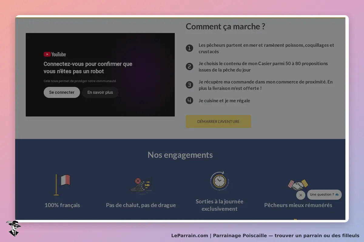 Poiscaille : page d'accueil avec informations sur le service et engagement des pêcheurs