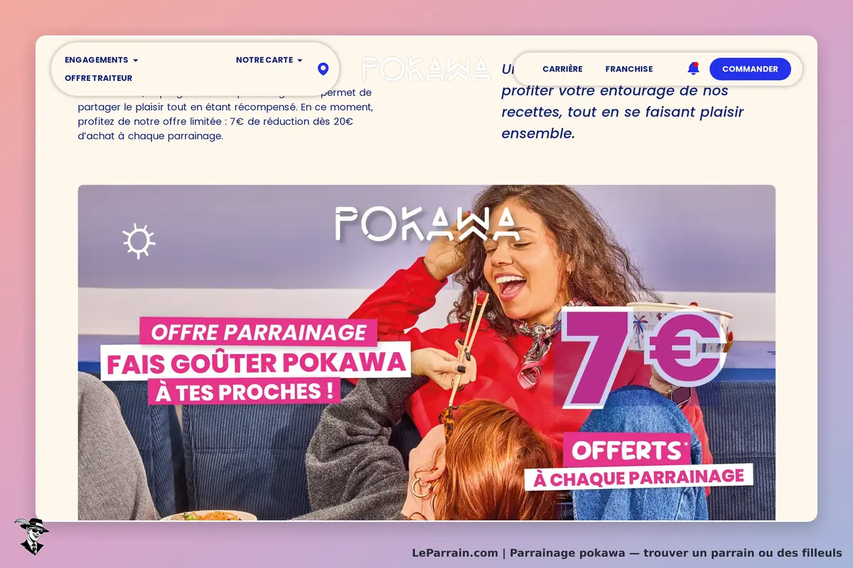 Pokawa : image de personnes partageant un repas avec des baguettes sur un canapé