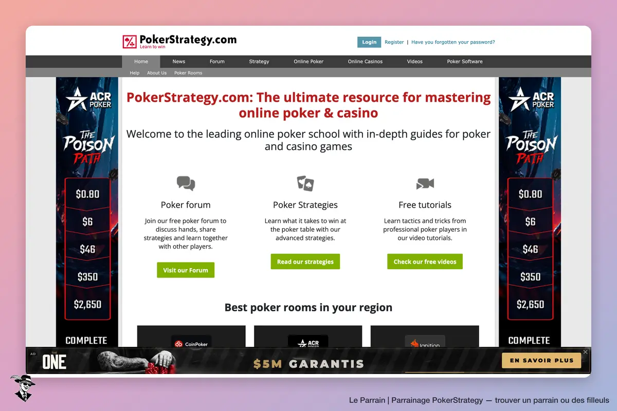 Page d'accueil de PokerStrategy