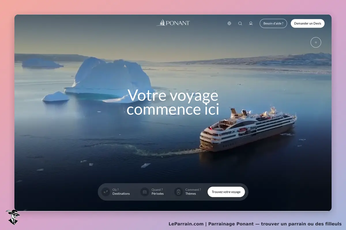 Ponant : un navire de croisière navigue près d'icebergs dans un paysage marin