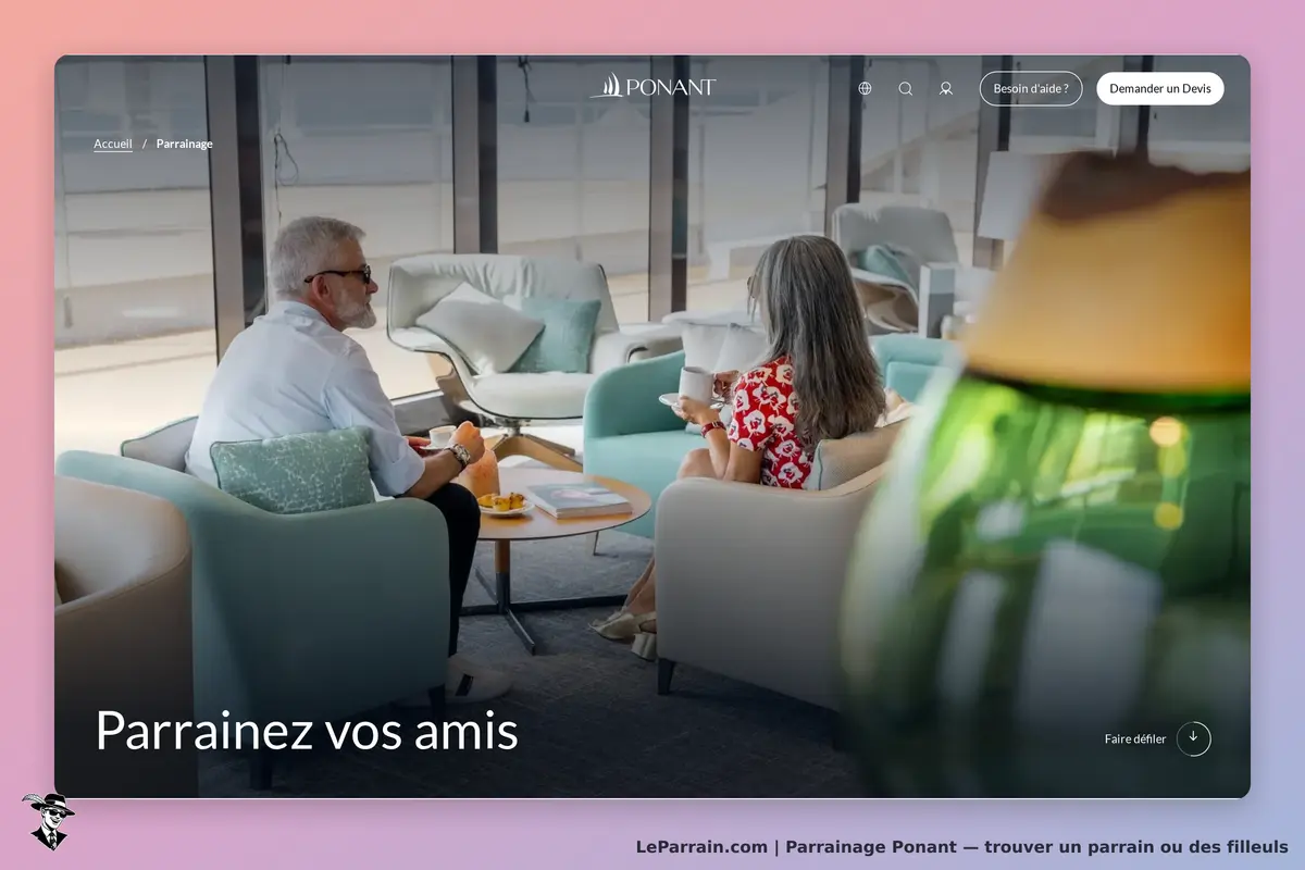 Ponant : deux personnes assises dans un salon, partageant un moment convivial autour de boissons