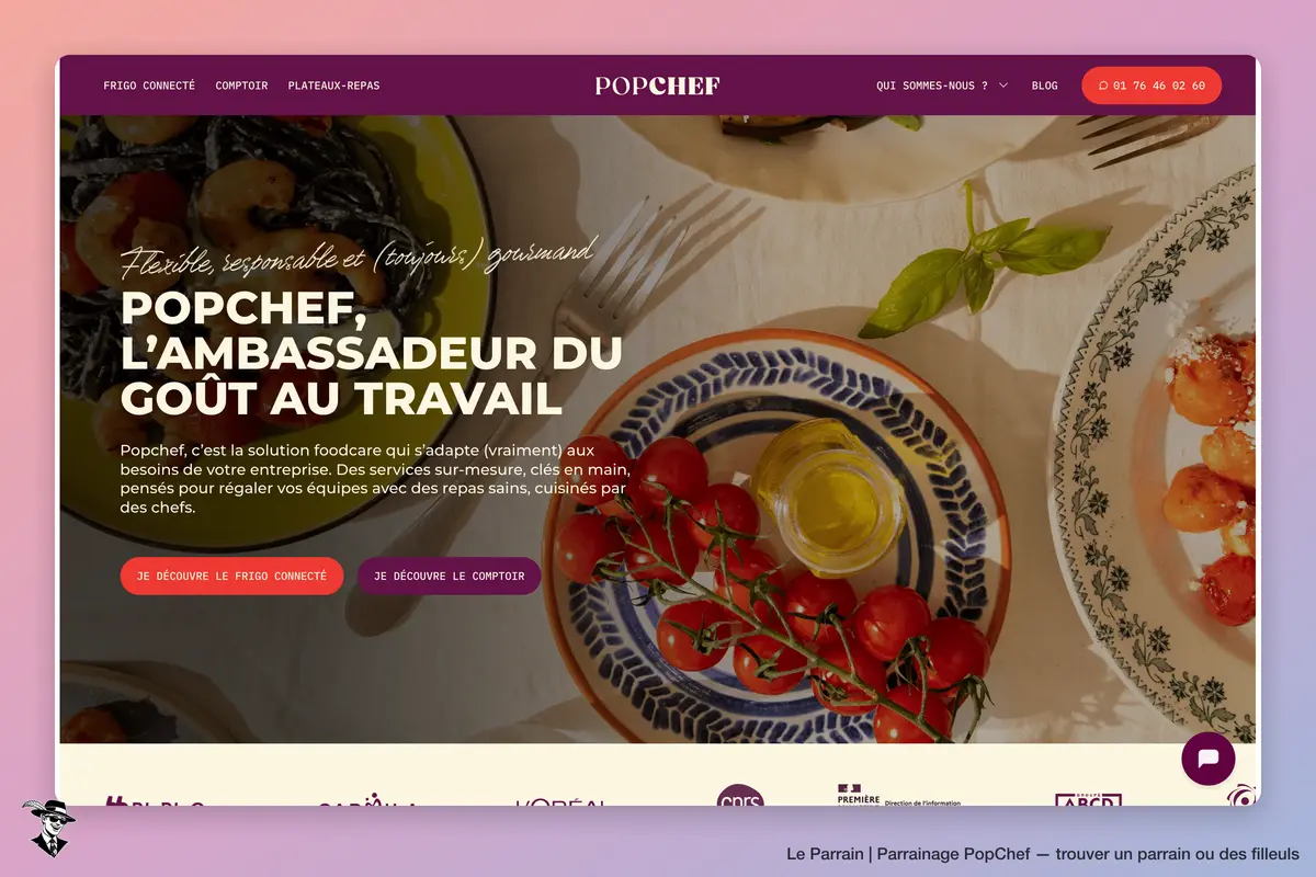 Page d'accueil de PopChef