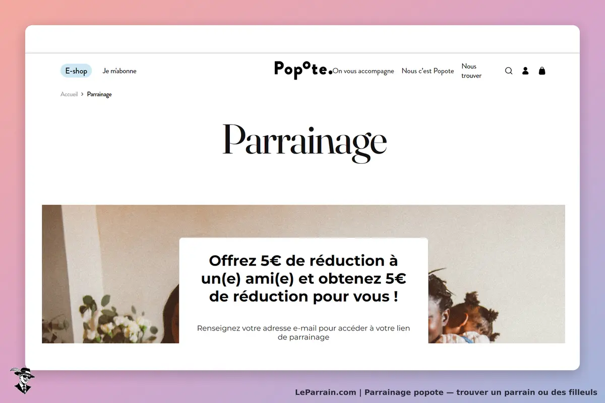 Popote : page de parrainage avec un formulaire et une offre de réduction visible
