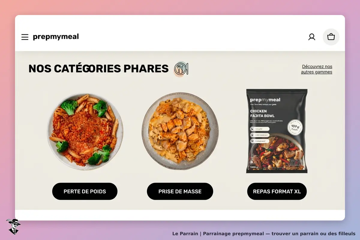 prepmymeal : trois plats avec catégories perte de poids, prise de masse et un repas format XL