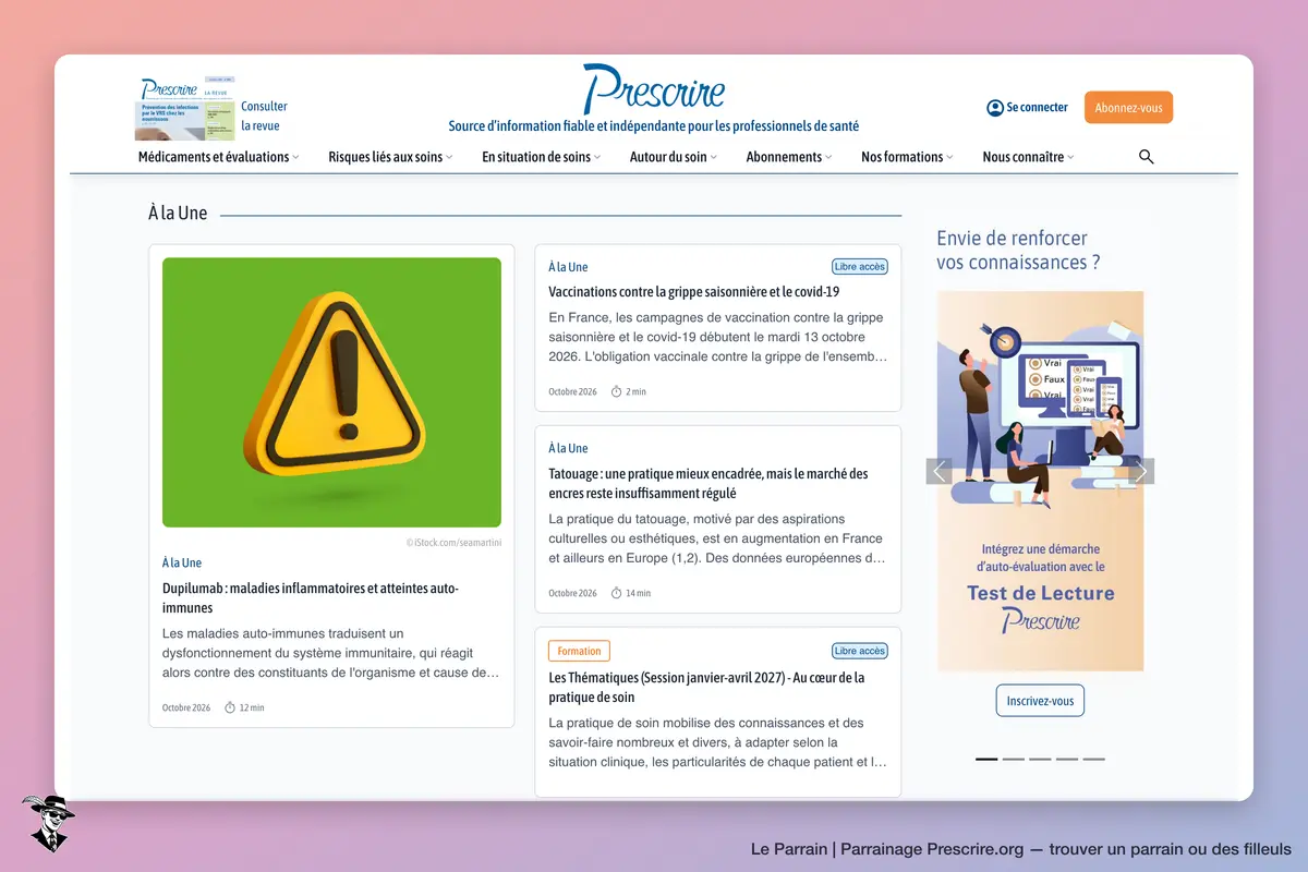 Page d'accueil de Prescrire.org
