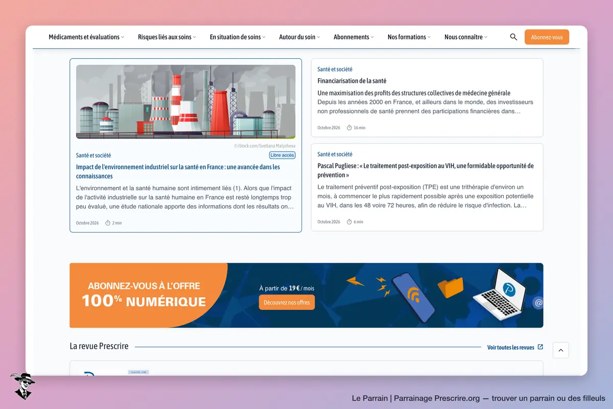 Capture d'écran de Prescrire.org