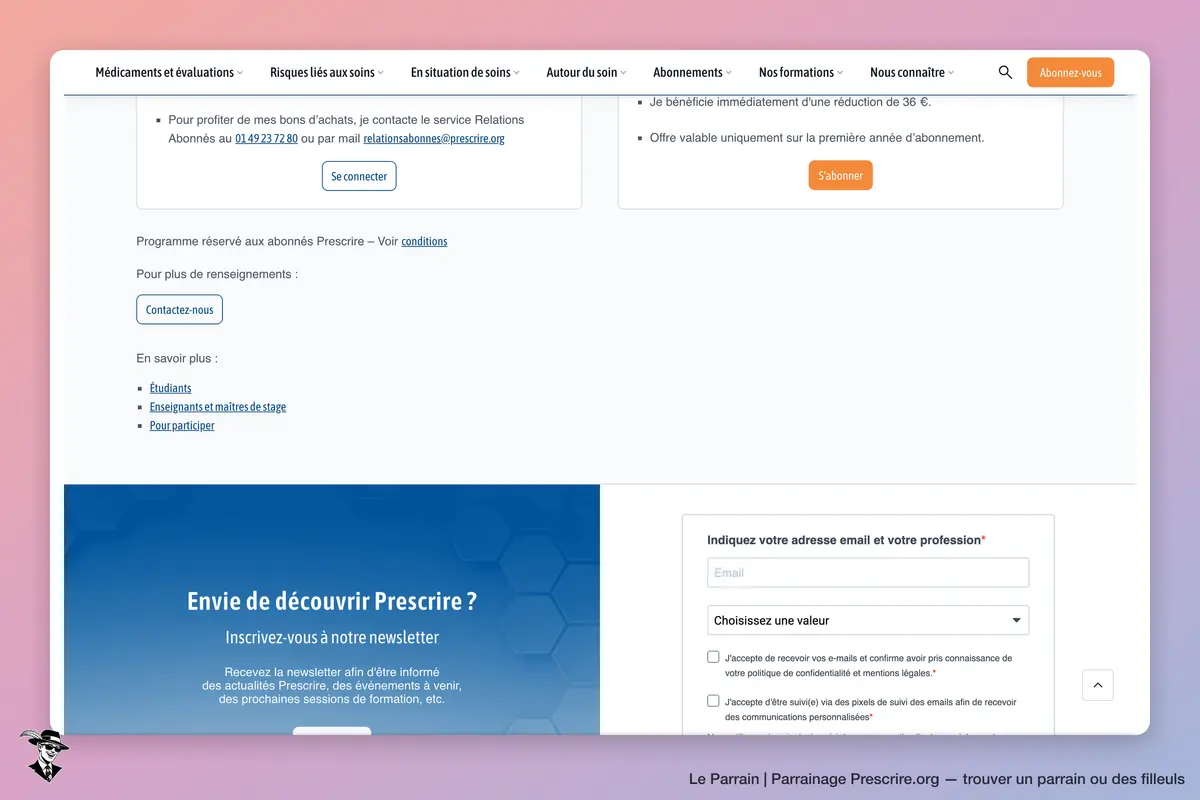 Capture d'écran de Prescrire.org