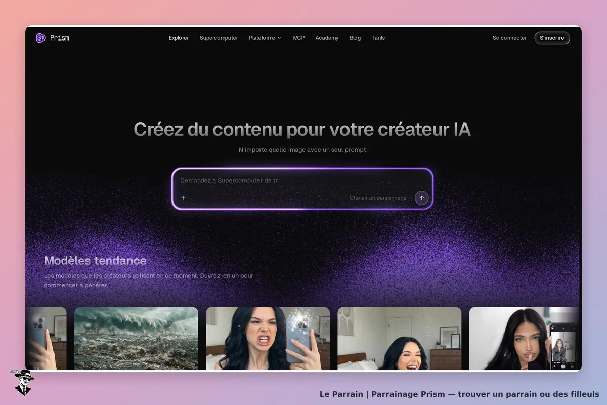 Page d'accueil de Prism