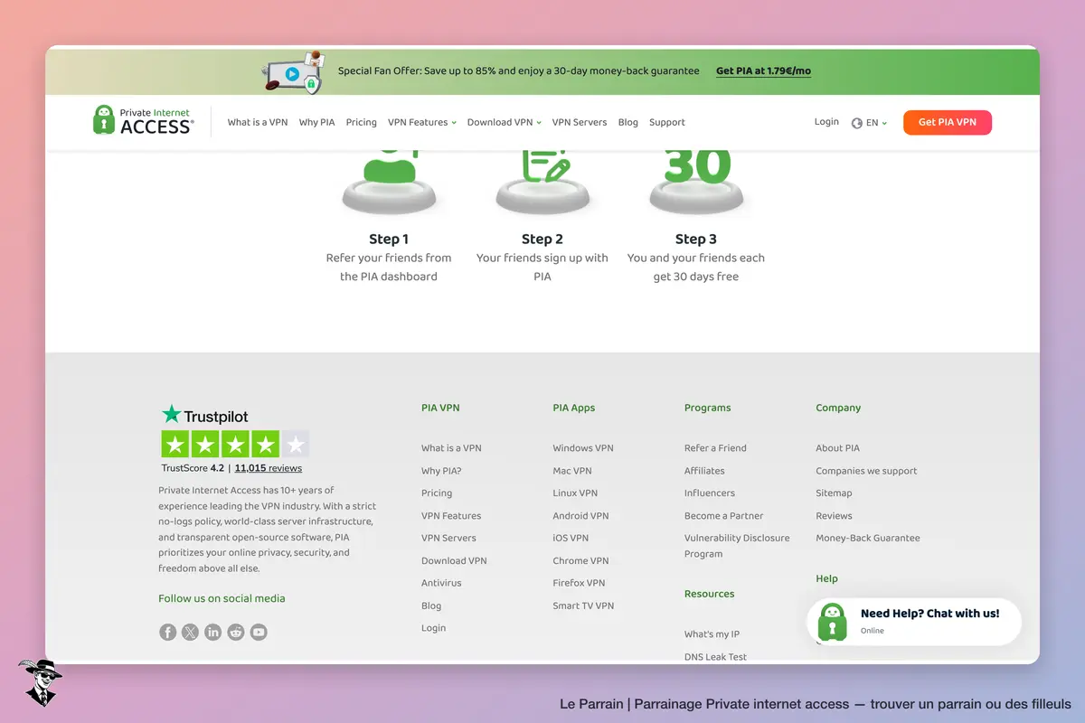 Capture d'écran de Private internet access