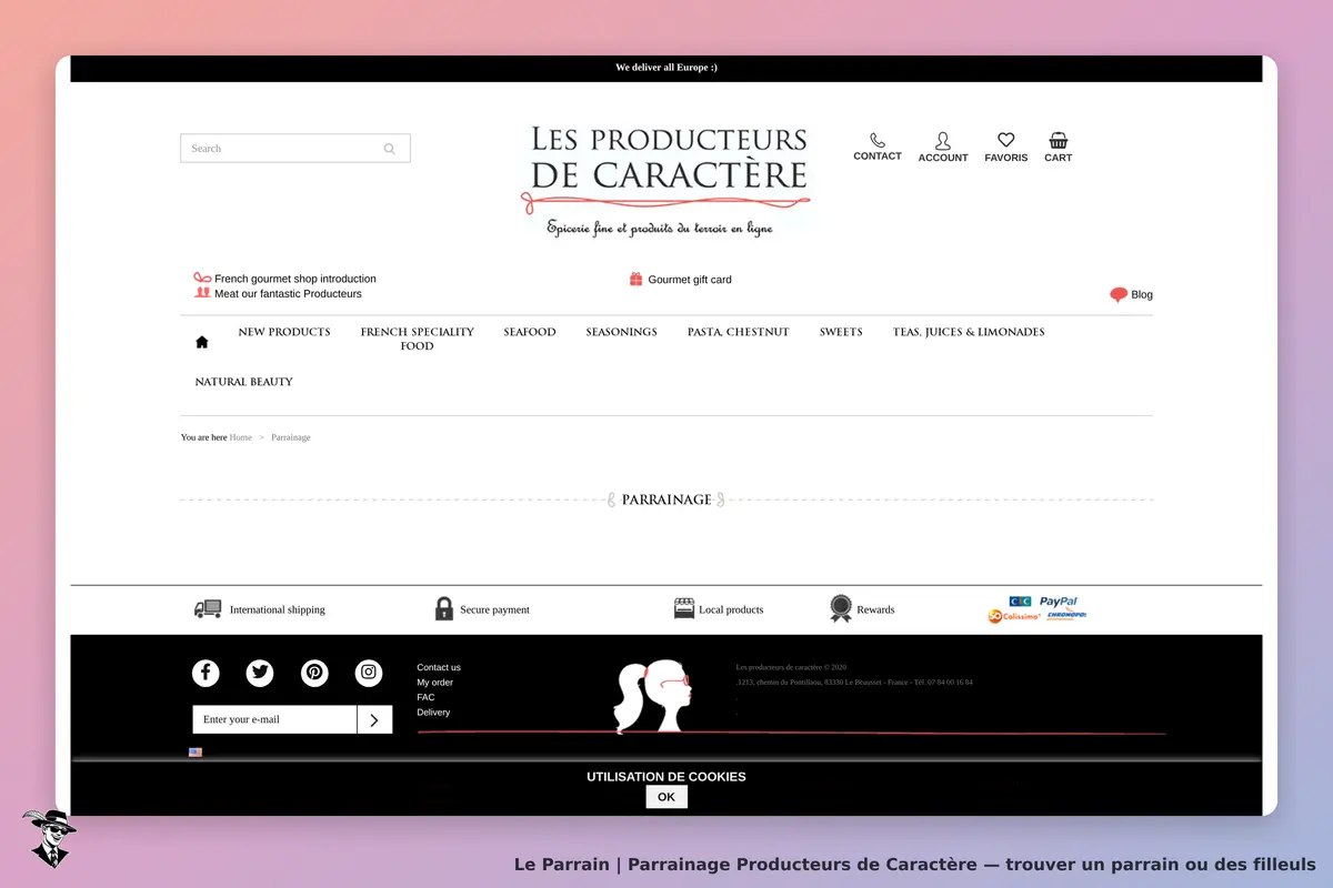 Page parrainage de  Producteurs de Caractère