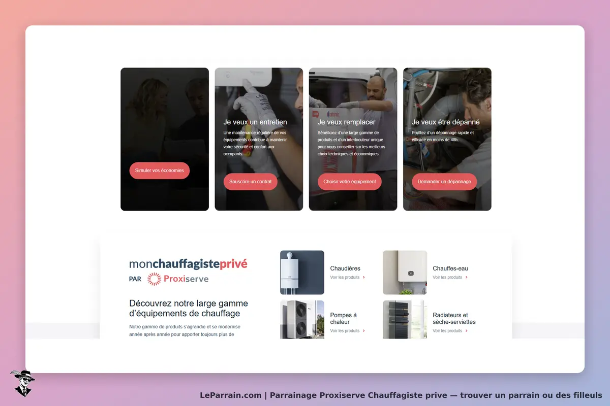 Proxiserve Chauffagiste prive : proxiserve : page d'accueil avec options de services et équipements