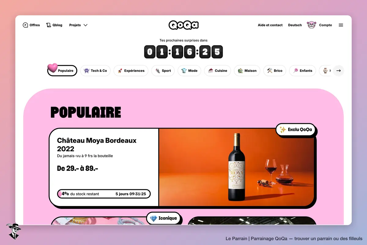 Page d'accueil de QoQa