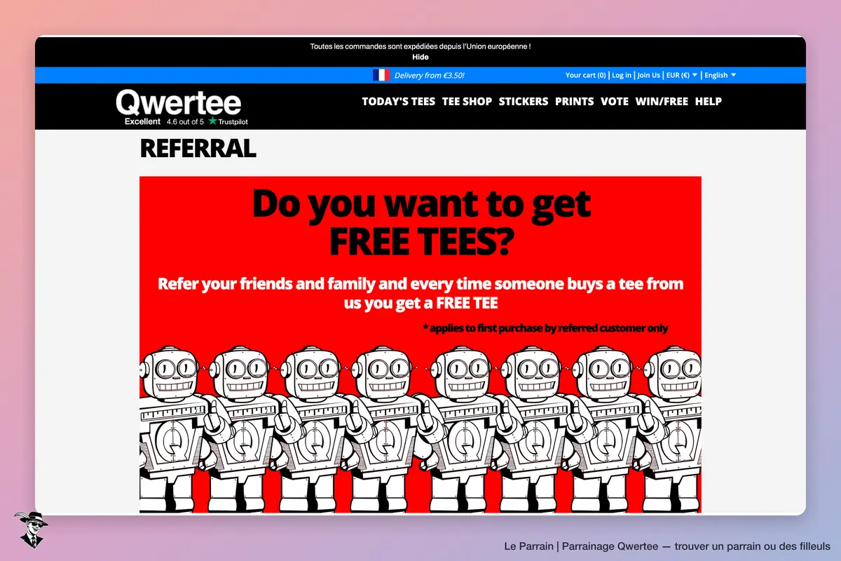 Page parrainage de Qwertee
