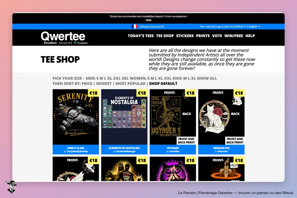 Page catégorie de Qwertee
